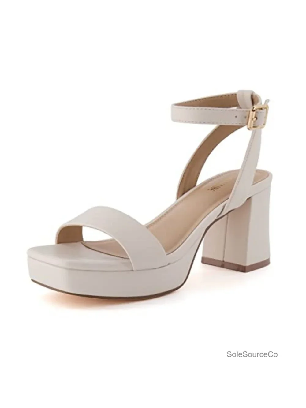 Women's Cherry Platform Sandals with Memory Foam, Ankle Strap, Faux Leather